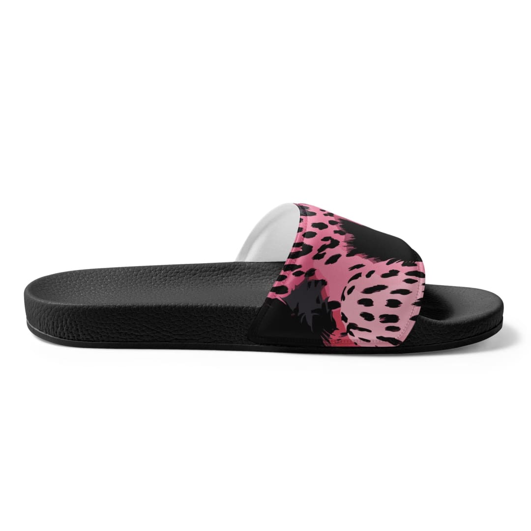 Women’s Slides Pink And Black Leopard Spots Illustration | IPFL | inQue.Style