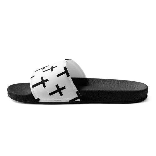 Women’s Slides White And Black Seamless Cross Pattern | IPFL | inQue.Style