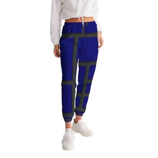 Womens Track Pants - Blue & Black Geometric Sports Pants | IKIN | inQue.Style