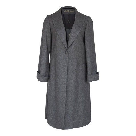 Worsted Flannel Long Trench Coat - Gray | Le Réussi