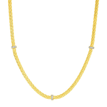 Woven Rope Necklace with Diamond Accents in 14k Yellow Gold | Richard Cannon Jewelry