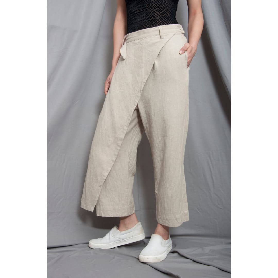 Xavier - Beige Overlap Pant | Bohame