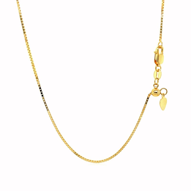 14k Yellow Gold Adjustable Box Chain 0.85mm | Richard Cannon Jewelry