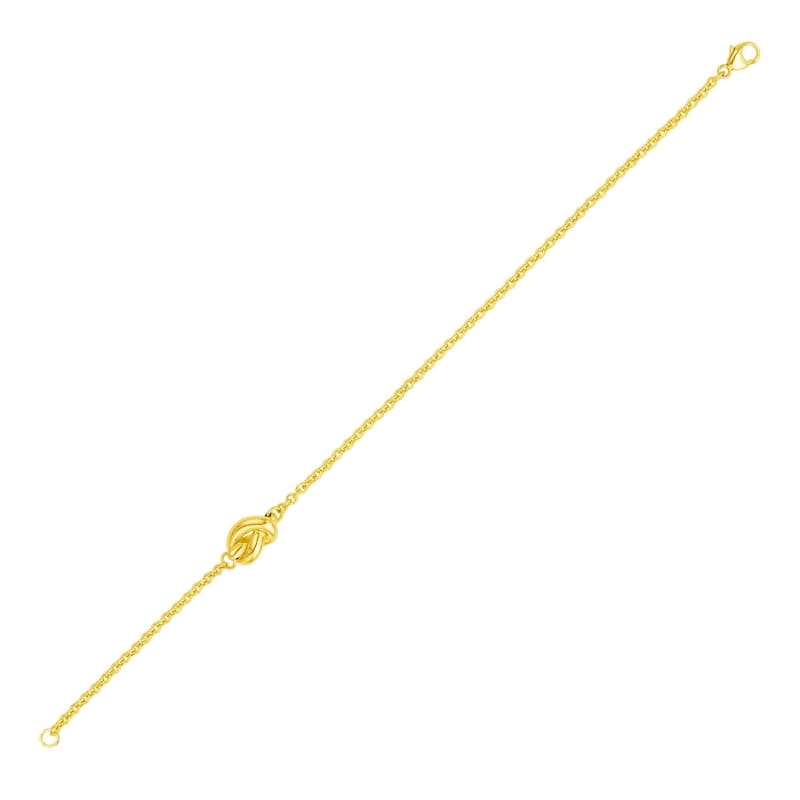 14k Yellow Gold Chain Bracelet with Polished Knot | Richard Cannon Jewelry