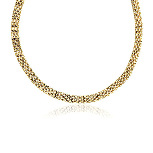 14k Yellow Gold Fancy Polished Multi-Row Panther Link Necklace | Richard Cannon Jewelry