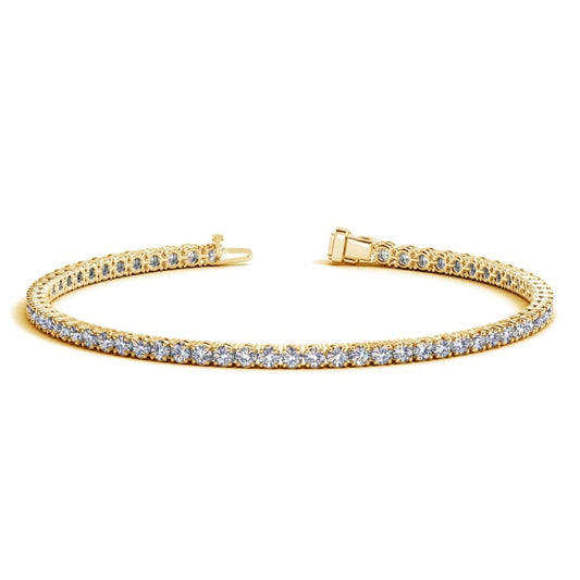 14k Yellow Gold Round Diamond Tennis Bracelet (3 cttw) | Richard Cannon Jewelry