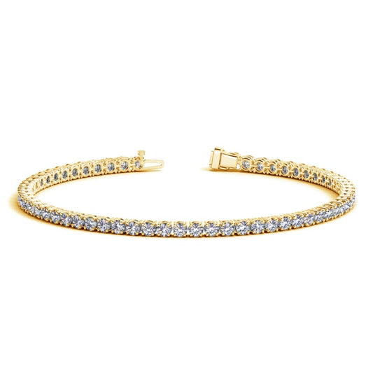 14k Yellow Gold Round Diamond Tennis Bracelet (4 cttw) | Richard Cannon Jewelry