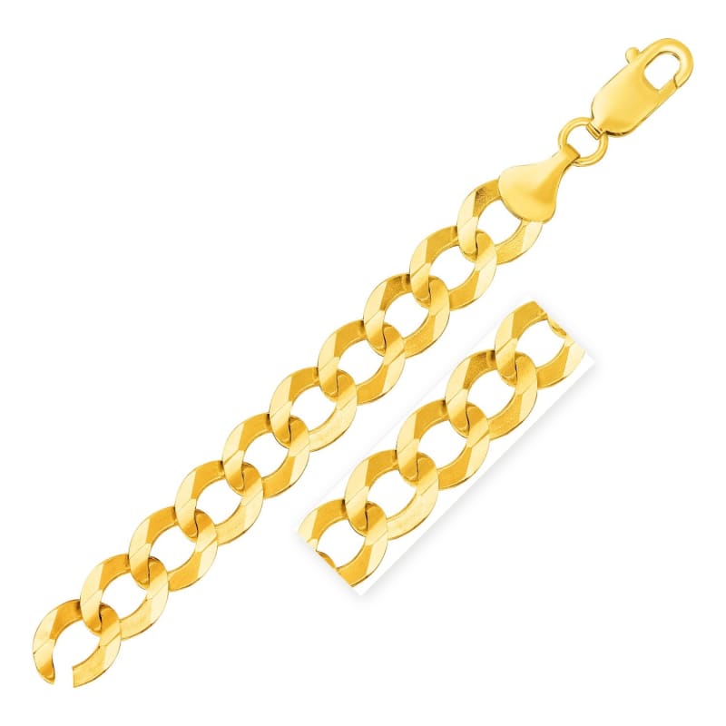 14k Yellow Gold Solid Curb Bracelet 12.18mm | Richard Cannon Jewelry