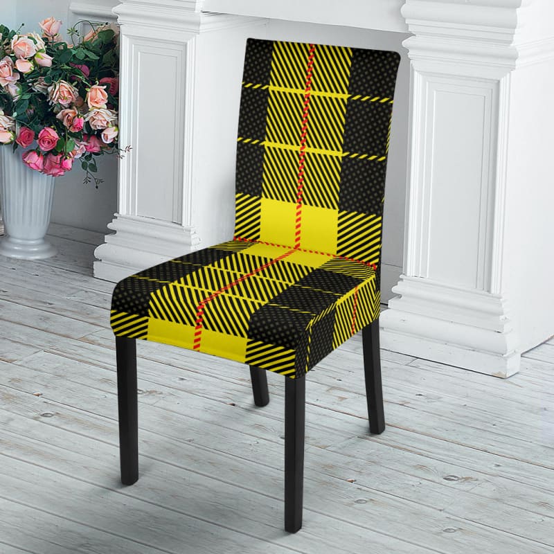 Yellow Tartan Passion Dining Chair Slip Cover | The Urban Clothing Shop™