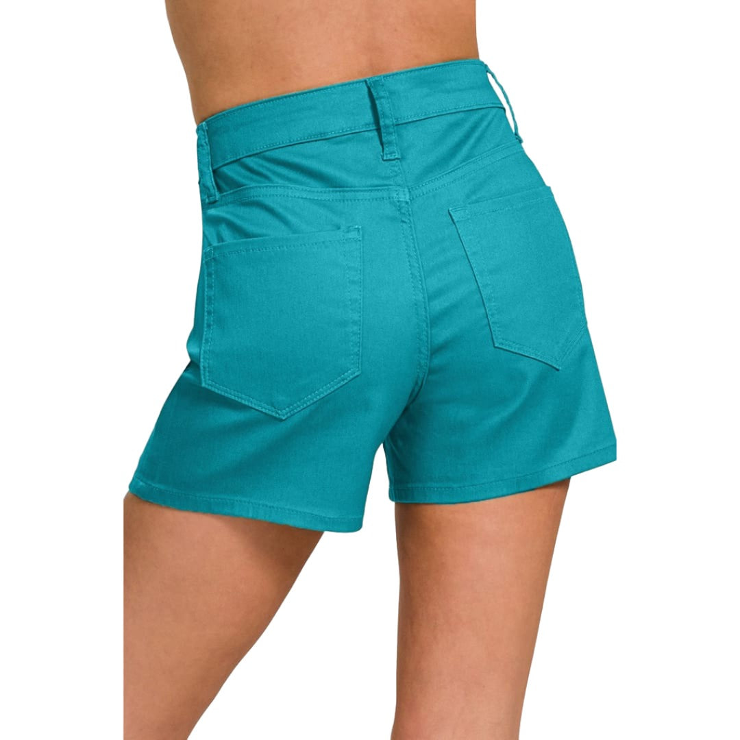 High Waist Denim Shorts - Teal | The Urban Clothing Shop™