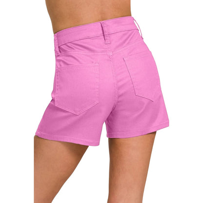 High Waist Denim Shorts - Mauve | The Urban Clothing Shop™