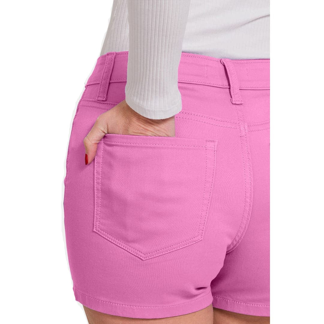 High Waist Denim Shorts - Mauve | The Urban Clothing Shop™