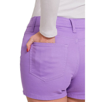 High Waist Denim Shorts - Lavender | The Urban Clothing Shop™