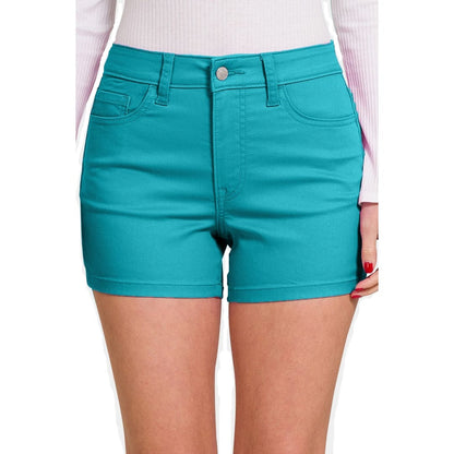 High Waist Denim Shorts - Teal | The Urban Clothing Shop™