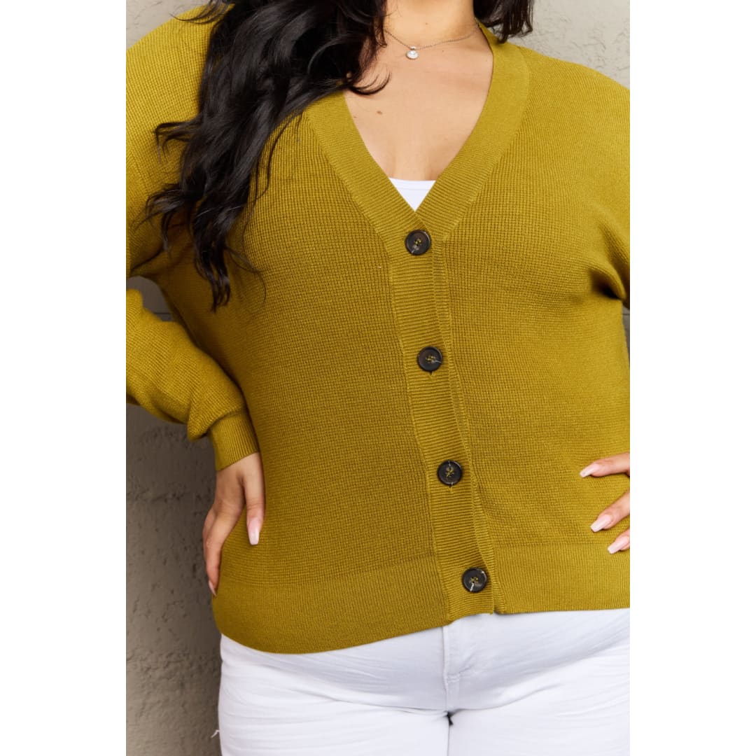 Zenana Kiss Me Tonight Full Size Button Down Cardigan in Chartreuse | The Urban Clothing