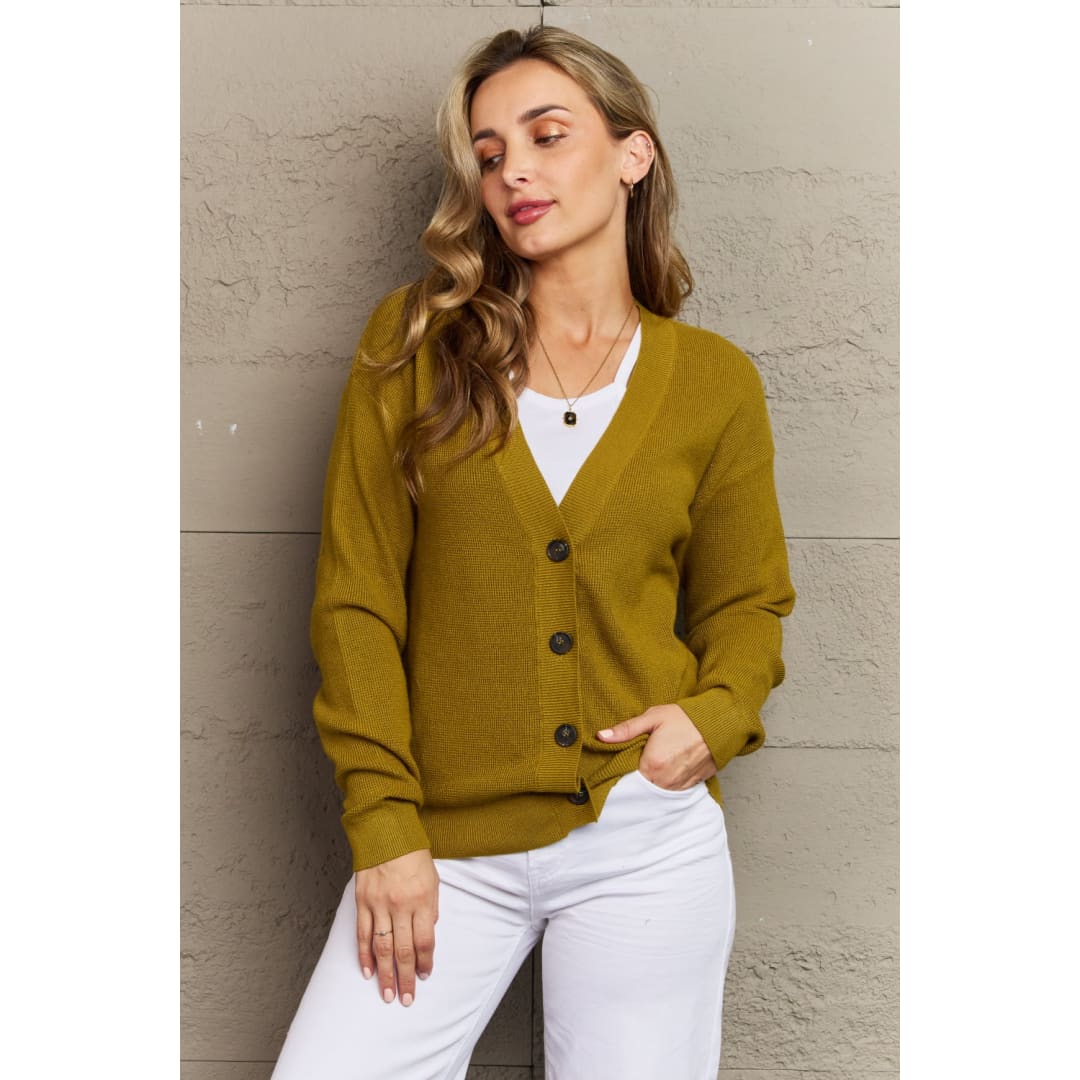 Kiss Me Tonight Full Size Button Down Cardigan in Chartreuse | The Urban Clothing Shop™