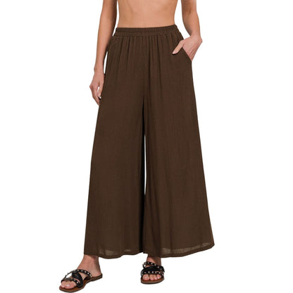 Woven Wide Leg Pants With Pockets | The Urban Clothing Shop™