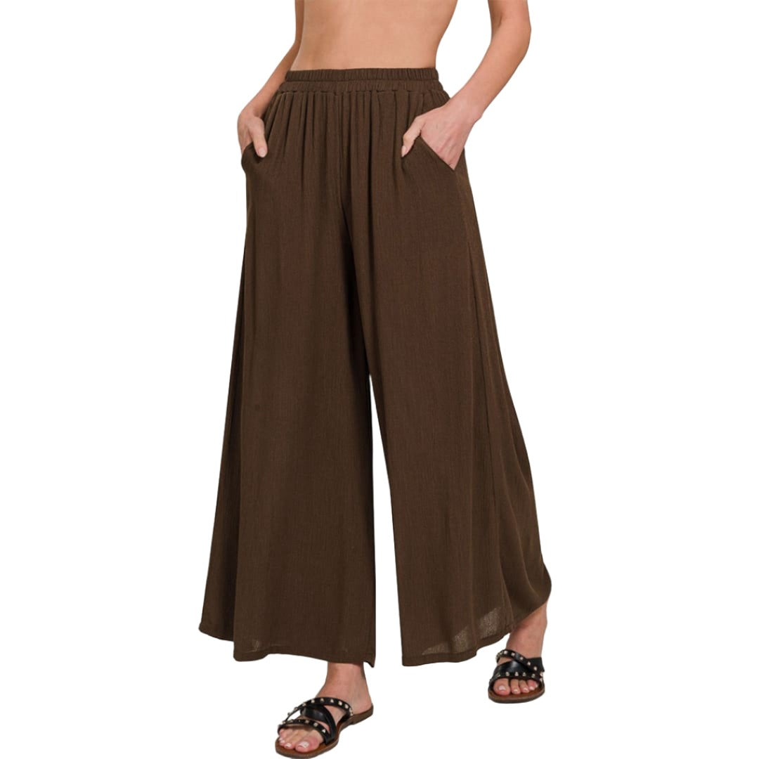 Woven Wide Leg Pants With Pockets | The Urban Clothing Shop™