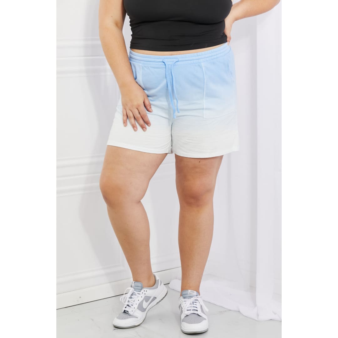 In The Zone Full Size Dip Dye High Waisted Shorts in Blue | The Urban Clothing Shop™