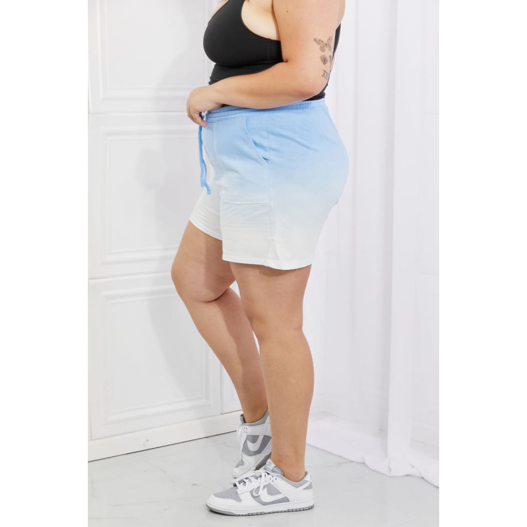 In The Zone Full Size Dip Dye High Waisted Shorts in Blue | The Urban Clothing Shop™