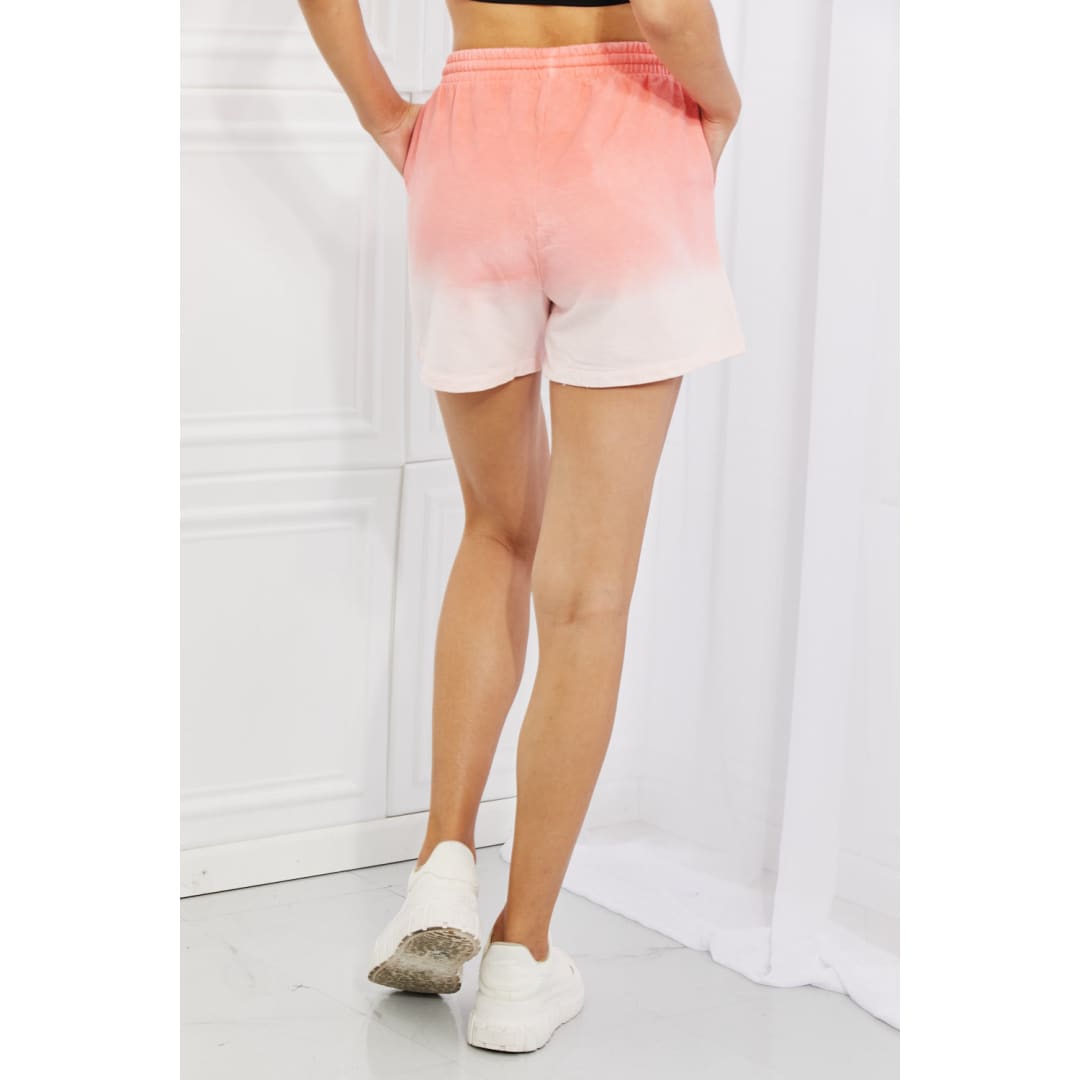 In The Zone Full Size Dip Dye High Waisted Shorts in Coral | The Urban Clothing Shop™