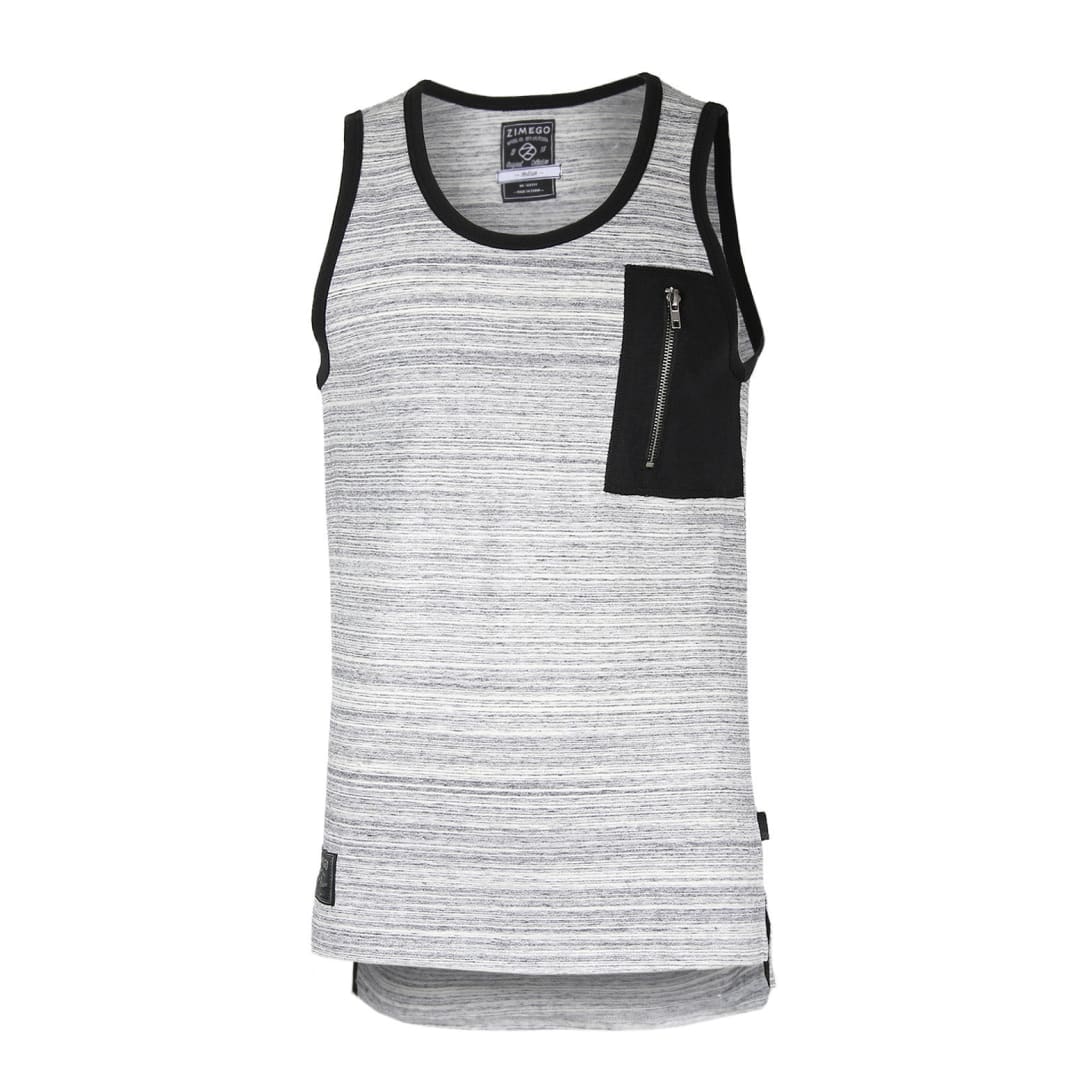 ZIMEGO Hiphop Zipper Pocket Side Slit Longline Tall Tank Top | ZIMEGO MEN