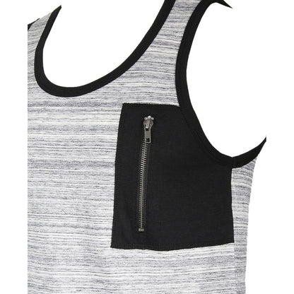 ZIMEGO Hiphop Zipper Pocket Side Slit Longline Tall Tank Top | ZIMEGO MEN