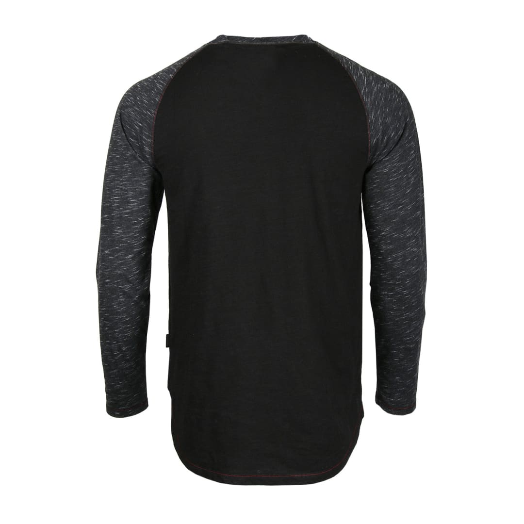 ZIMEGO Long Sleeve Contrast Raglan Henley V-Neck T-Shirts BLK-BLK | ZIMEGO MEN