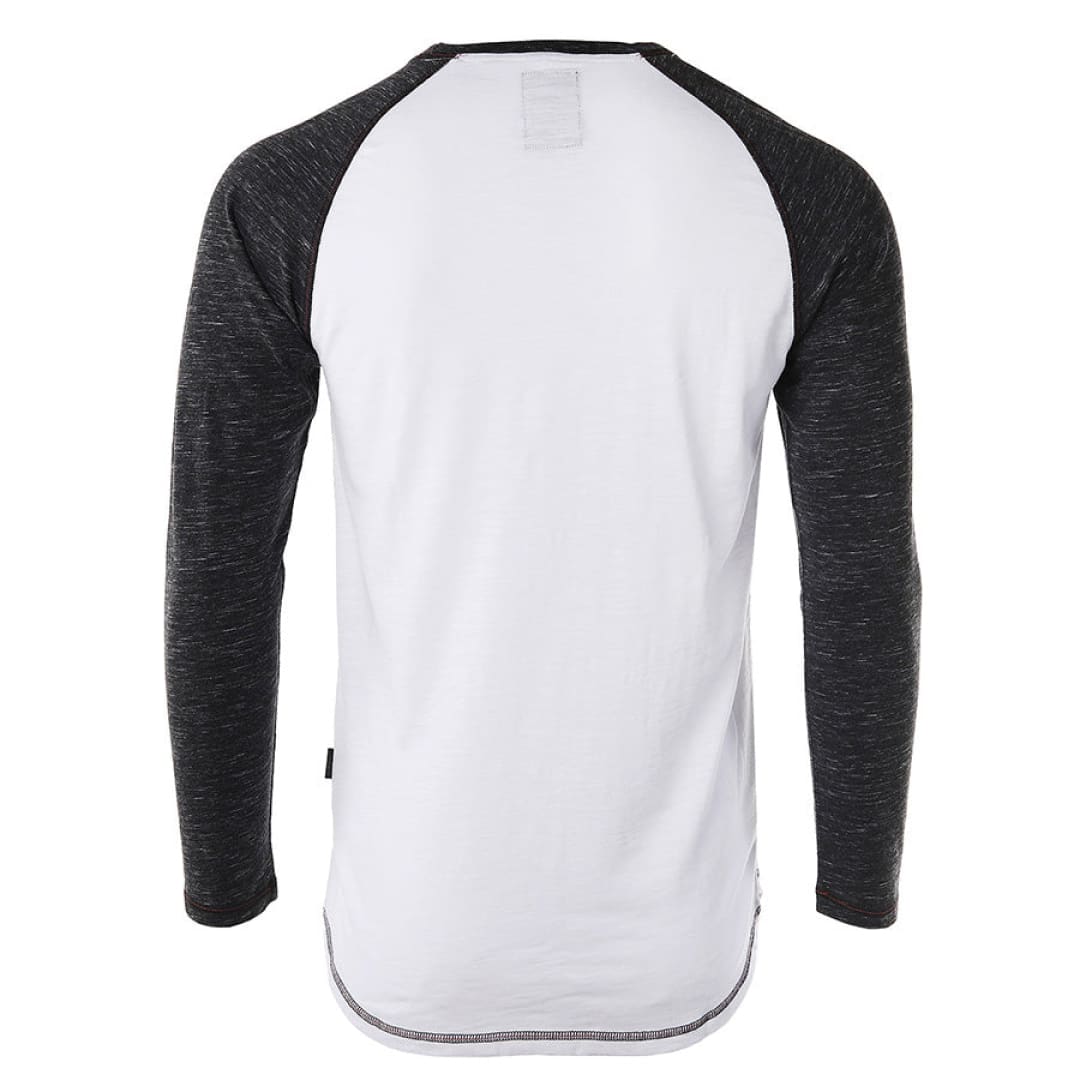 ZIMEGO Long Sleeve Contrast Raglan Henley V-Neck T-Shirts | ZIMEGO MEN