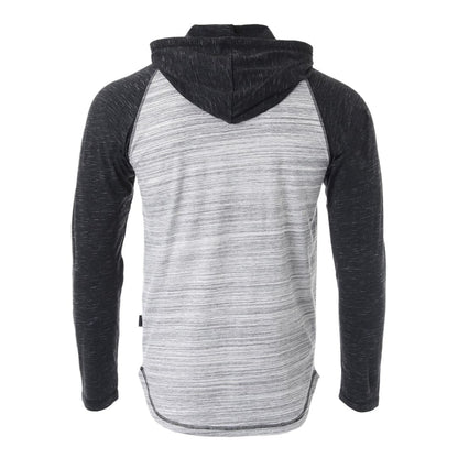 ZIMEGO Long Sleeve Raglan Henley Round Bottom Hood T-Shirts - GREY / BLACK | ZIMEGO MEN