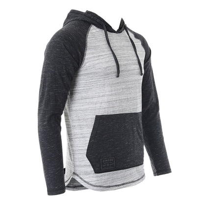 ZIMEGO Long Sleeve Raglan Henley Round Bottom Hood T-Shirts - GREY / BLACK | ZIMEGO MEN