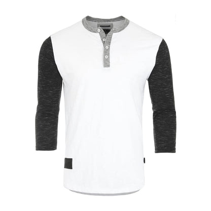 ZIMEGO Men’s 3/4 Sleeve Black & White Baseball Henley – Casual Athletic Button