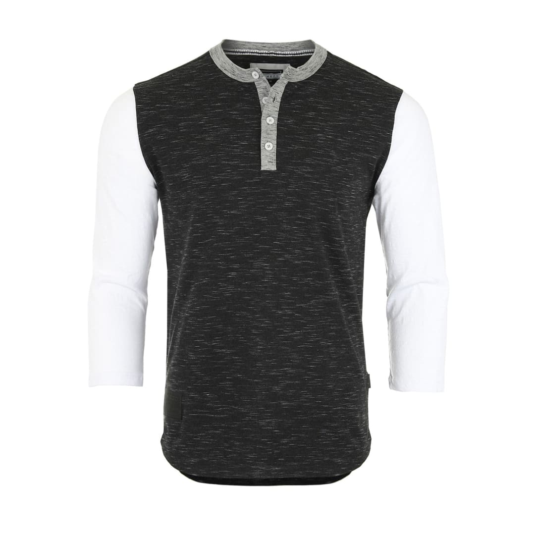 ZIMEGO Men’s 3/4 Sleeve Black & White Baseball Henley – Casual Athletic Button