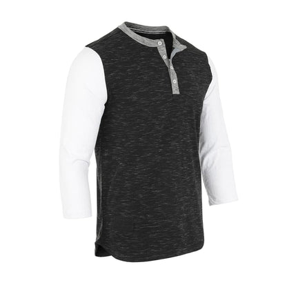 ZIMEGO Men’s 3/4 Sleeve Black & White Baseball Henley – Casual Athletic Button