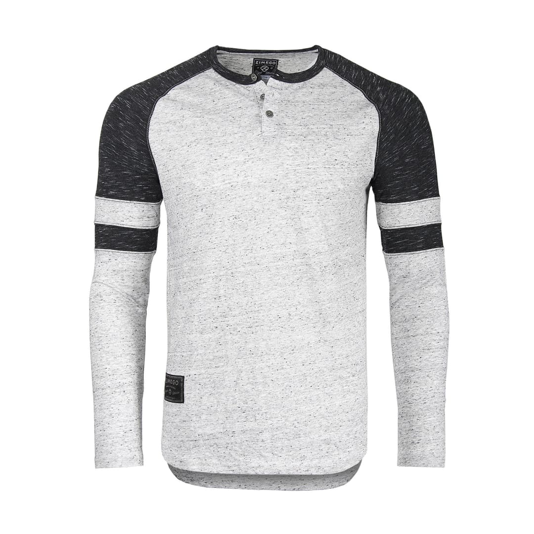 ZIMEGO Men’s Long Sleeve Athletic Contrast Stripes Arm Raglan Henley - ZGLS146 | ZIMEGO