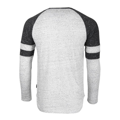 ZIMEGO Men’s Long Sleeve Athletic Contrast Stripes Arm Raglan Henley - ZGLS146 | ZIMEGO