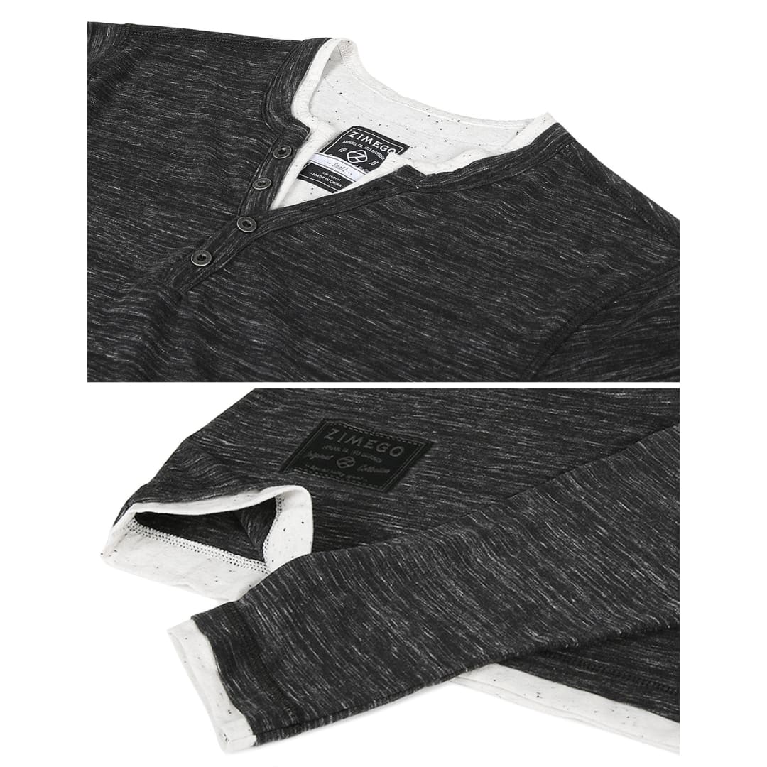 ZIMEGO Men’s Long Sleeve Double Layered Y-Neck Fashion Henley - ZGLS247 | ZIMEGO MEN
