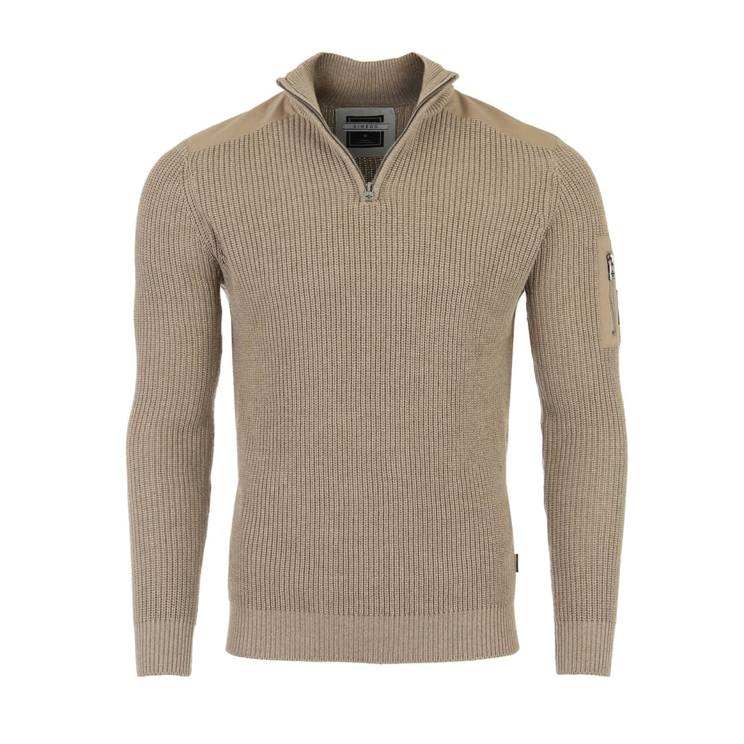ZIMEGO Mens Long Sleeve Pullover Quarter Zip Mock Neck Polo Sweater | ZIMEGO MEN