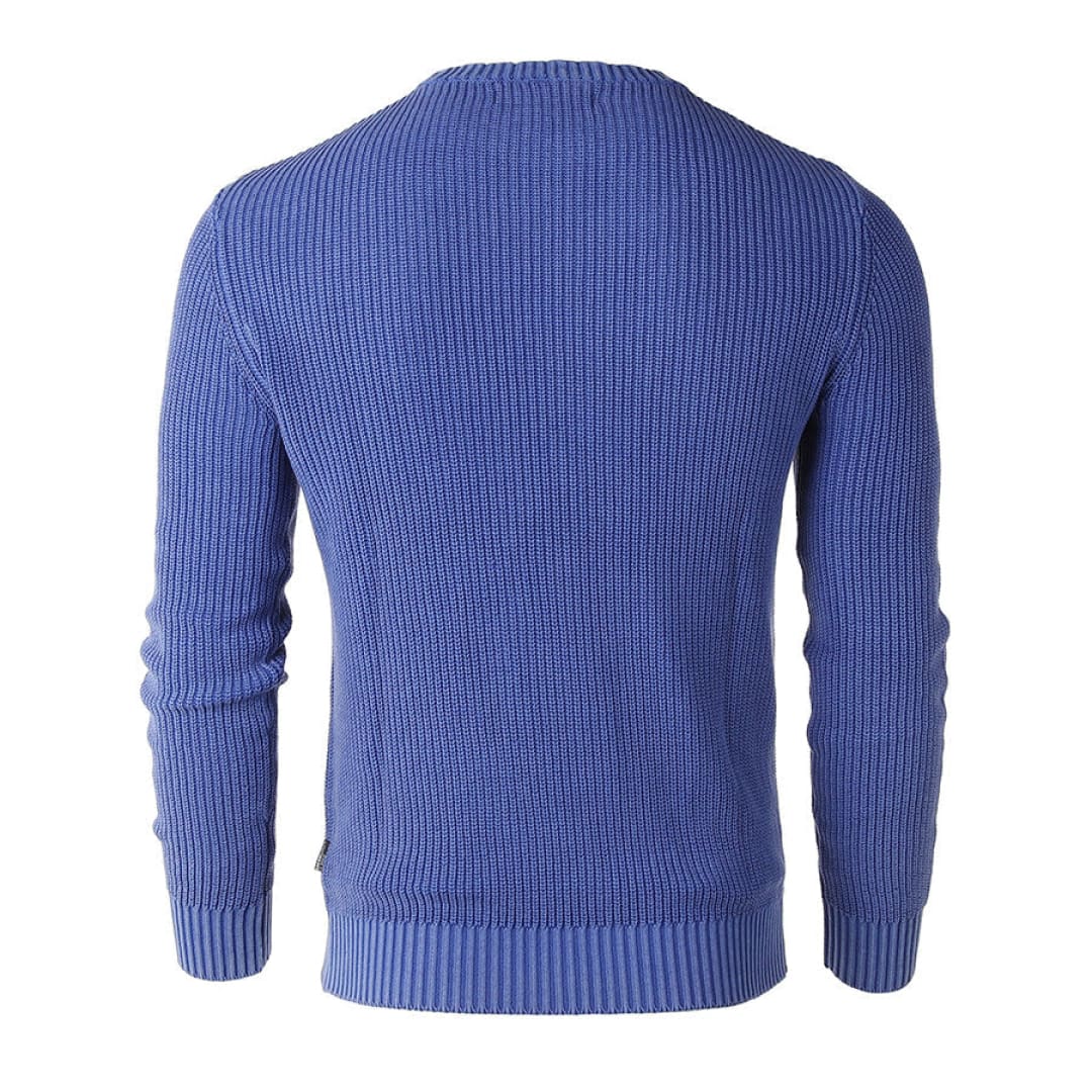 ZIMEGO Mens Long Sleeve Stone Washed Vintage Crewneck Pullover Sweater | ZIMEGO MEN