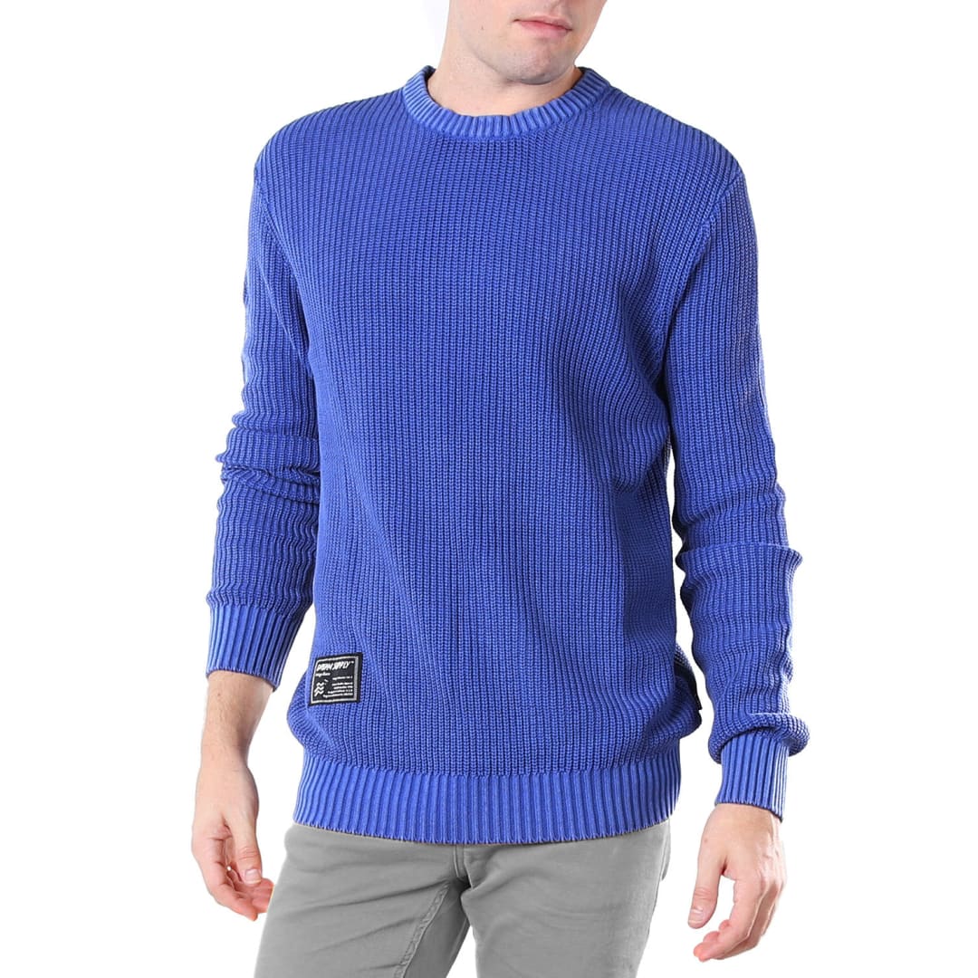 ZIMEGO Mens Long Sleeve Stone Washed Vintage Crewneck Pullover Sweater | ZIMEGO MEN