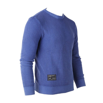 ZIMEGO Mens Long Sleeve Stone Washed Vintage Crewneck Pullover Sweater | ZIMEGO MEN