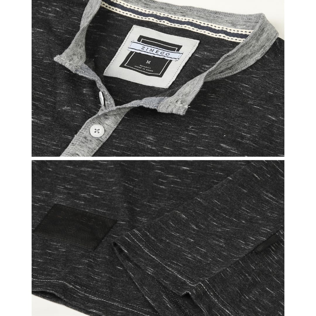 ZIMEGO Men’s Short Sleeve Contrast Ringer Button Henley Casual Outfit Shirts | ZIMEGO MEN