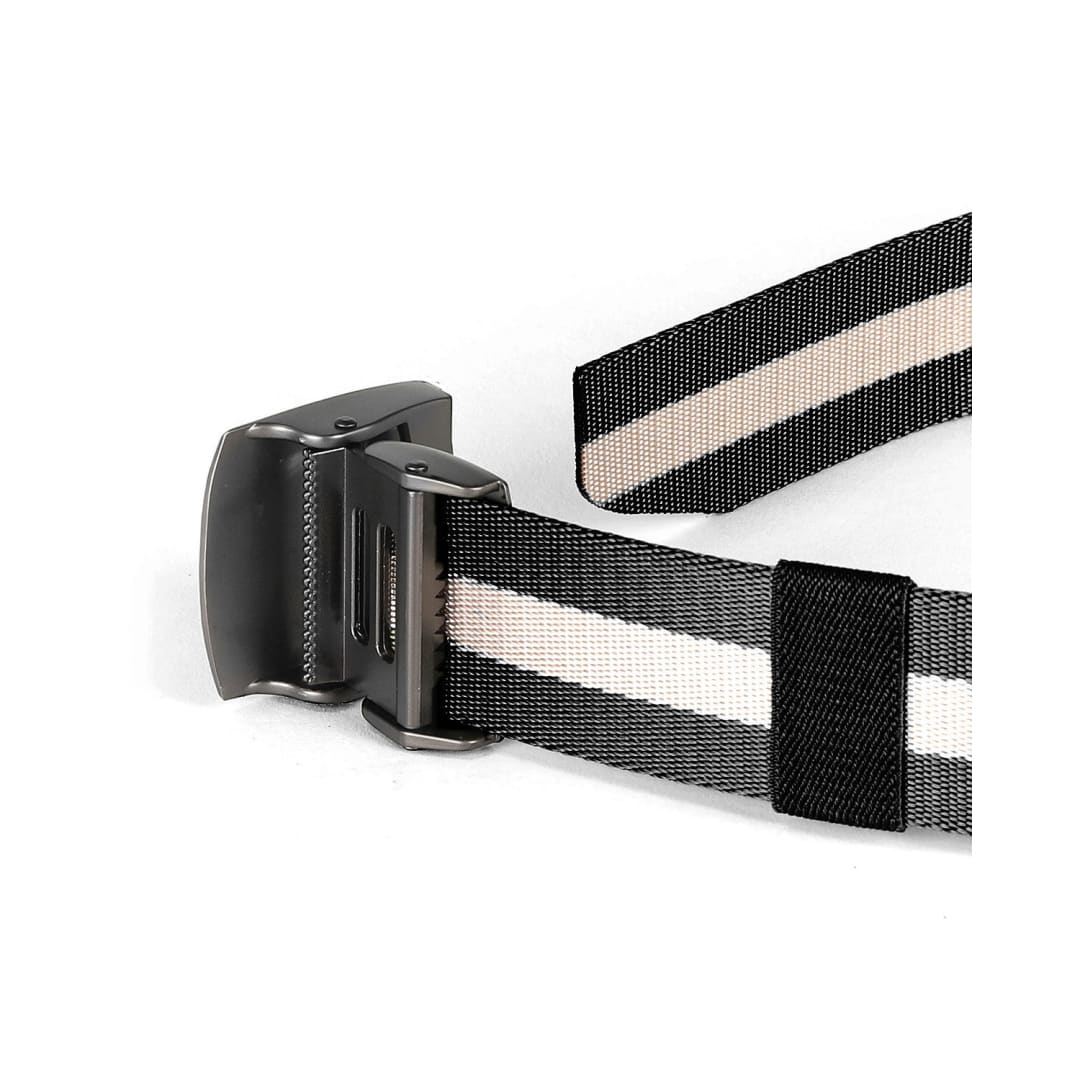 ZIMEGO Mens One Size Adjustable Strap Stripe Nylon Web Belt With Metal Buckle | ZIMEGO MEN