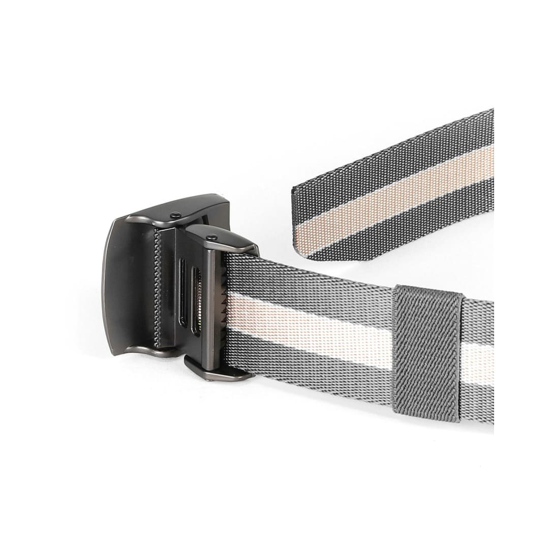 ZIMEGO Mens One Size Adjustable Strap Stripe Nylon Web Belt With Metal Buckle | ZIMEGO MEN
