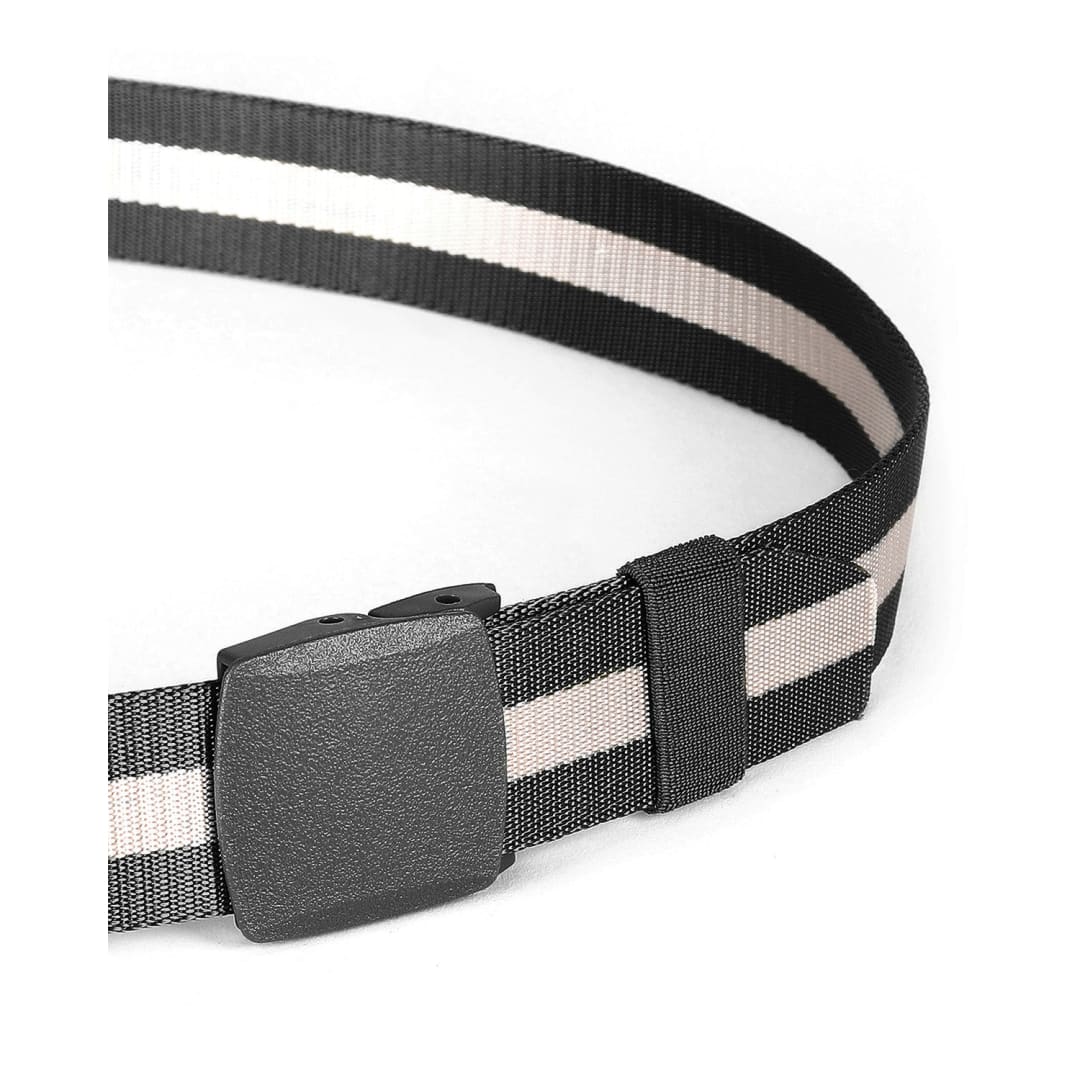 ZIMEGO Mens One Size Adjustable Strap Stripe Nylon Web Belt With Plastic Buckle | ZIMEGO