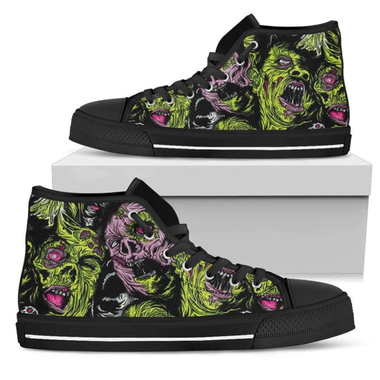 Zombies Cartoon Design High Top Sneaker Custom Shoes with Black Soles | The Urban