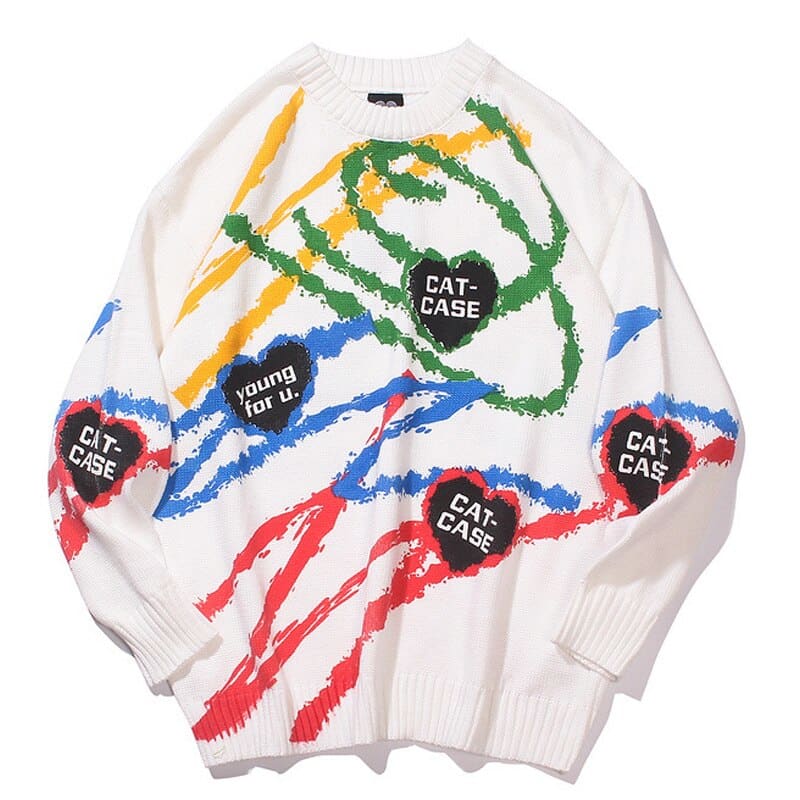 Colorful Lines Graffiti Knitted Jumper Sweaters | The Urban Clothing Shop™