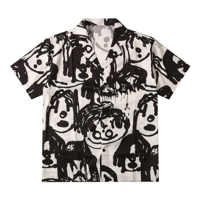 Fearful Face Print Beach Shirt | The Urban Clothing Shop™