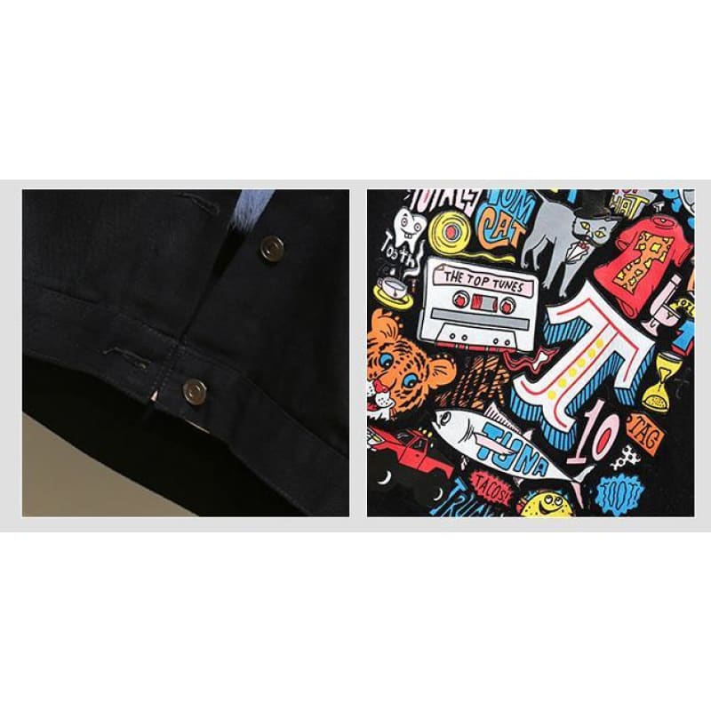 FOXY LADY Cartoon Black Denim Jacket | The Urban Clothing Shop™