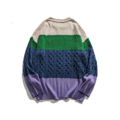 Retro Patchwork Knitted Pullover Sweater | The Urban Clothing Shop™